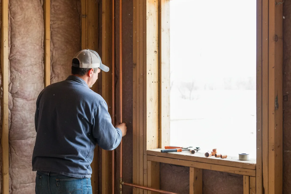 Licensed plumber running new copper supply lines in a Coppell home