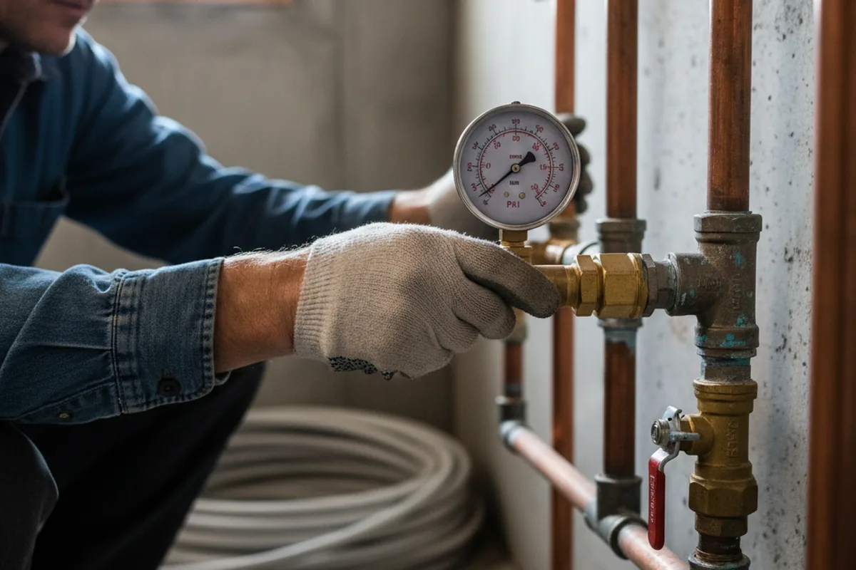 Pressure testing a repaired line during Water Line Repair in Coppell